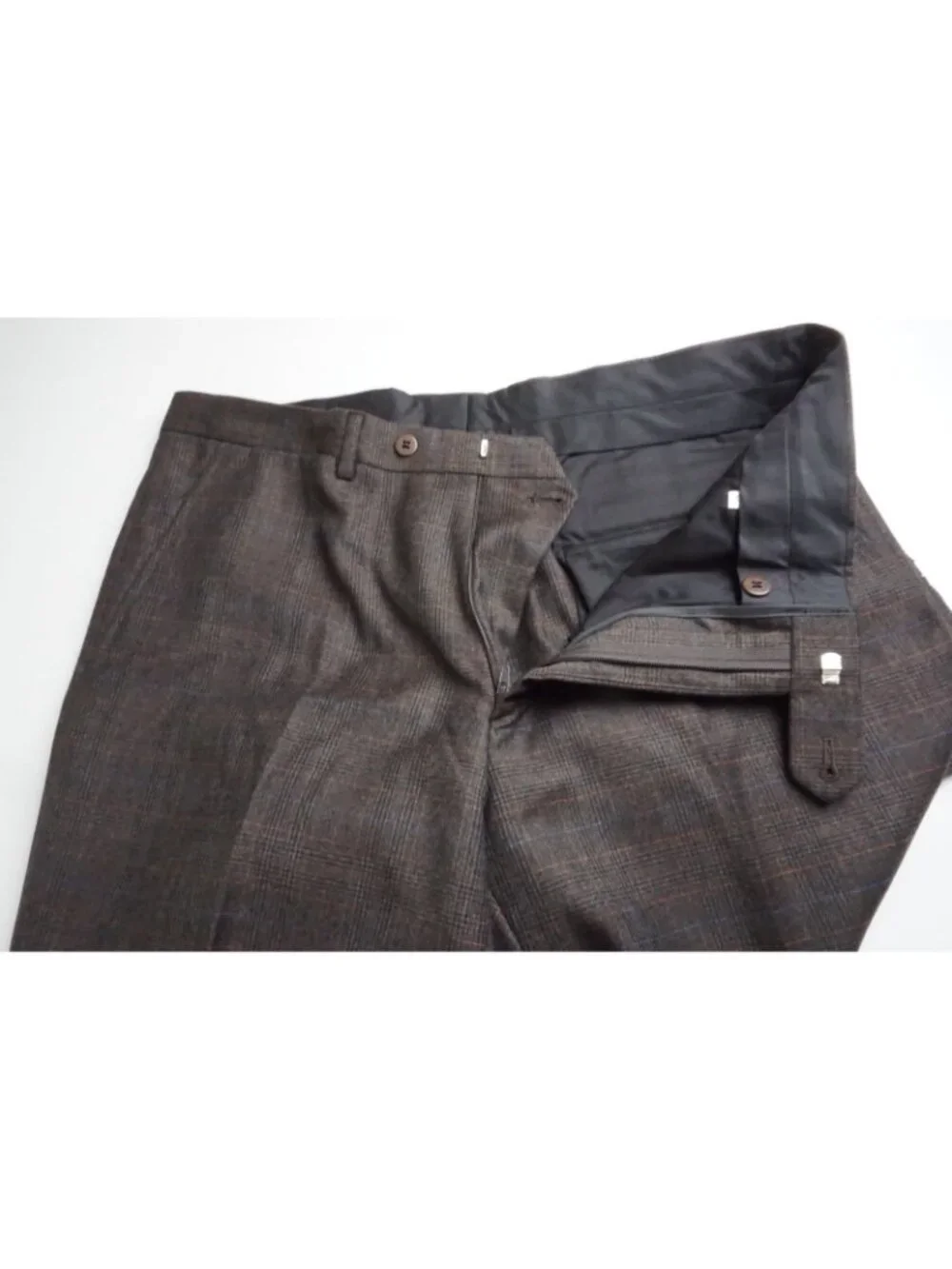 Sartoria Partenopea Brown Blue Plaid 2 Pc Suit Jacket Pant 54 EU NEW